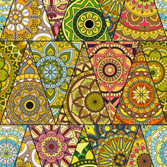 Seamless mandalas pattern. Vintage decorative elements with mandala. Hand drawn mandala background. Islam, Arabic mandala, Indian, mandala ottoman motifs. Perfect for printing on fabric or paper.
