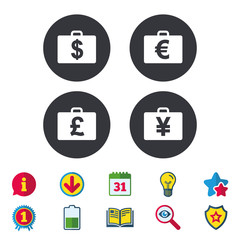 Fototapeta premium Businessman case signs. Cash money icons.