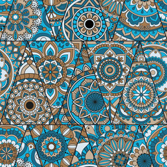 Seamless mandalas pattern. Vintage decorative elements with mandala. Hand drawn mandala background. Islam, Arabic mandala, Indian, mandala ottoman motifs. Perfect for printing on fabric or paper.