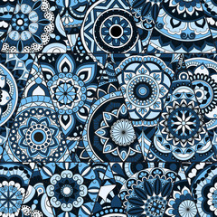 Seamless mandalas pattern. Vintage decorative elements with mandala. Hand drawn mandala background. Islam, Arabic mandala, Indian, mandala ottoman motifs. Perfect for printing on fabric or paper.
