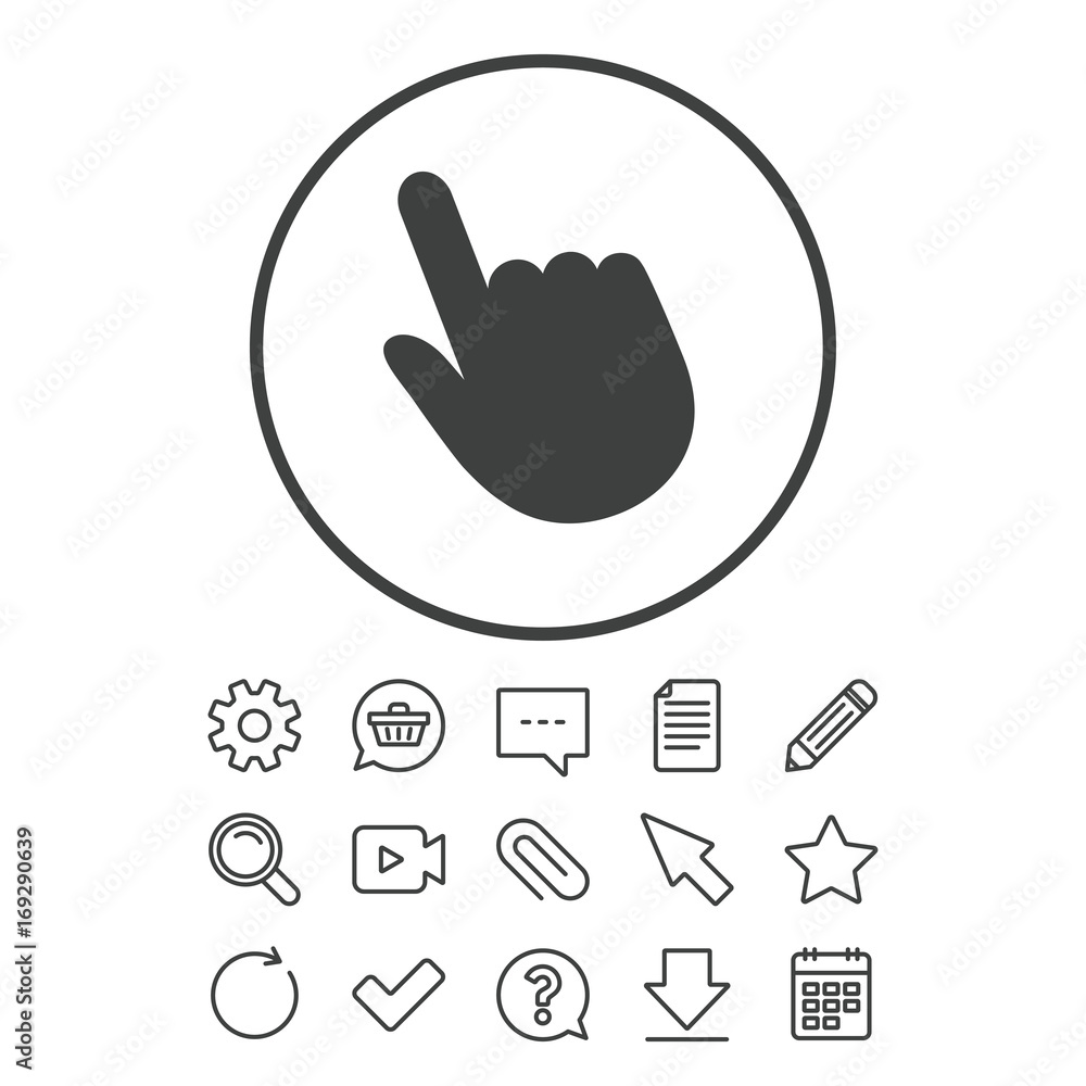 Poster click pointer icon. hand cursor sign.