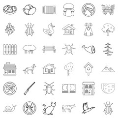 Weather icons set, outline style