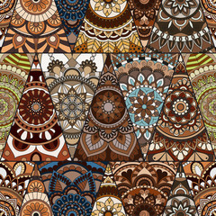 Seamless mandalas pattern. Vintage decorative elements with mandala. Hand drawn mandala background. Islam, Arabic mandala, Indian, mandala ottoman motifs. Perfect for printing on fabric or paper.