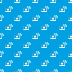 Laptop and and wireless pattern seamless blue
