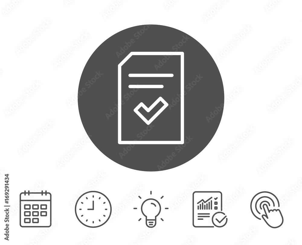 Poster checked document line icon. file sign.