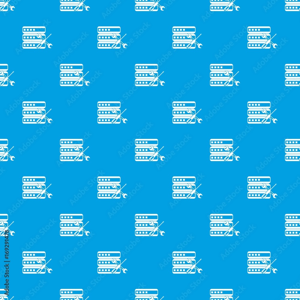 Poster database with screwdriver and spanner pattern seamless blue