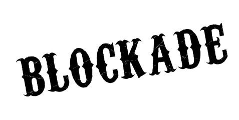 Blockade rubber stamp. Grunge design with dust scratches. Effects can be easily removed for a clean, crisp look. Color is easily changed.