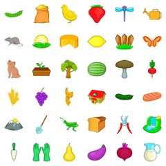 Settlement icons set, cartoon style