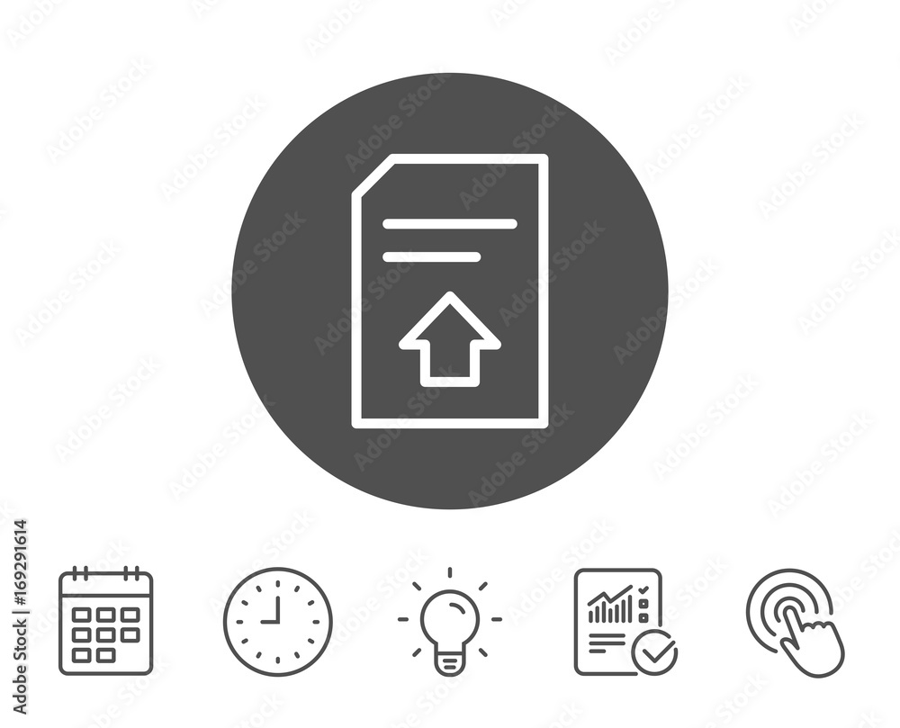 Poster upload document line icon. file sign.