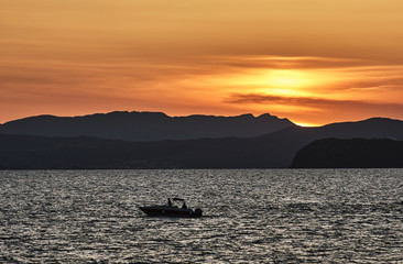 Sunset on the island of Crete, Greece.