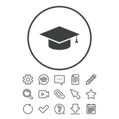 Graduation cap sign icon. Education symbol.