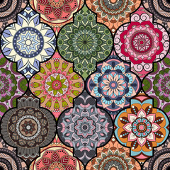 Seamless pattern. Vintage decorative elements. Hand drawn background. Islam, Arabic, Indian, ottoman motifs. Perfect for printing on fabric or paper.