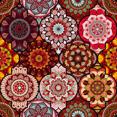 Seamless pattern. Vintage decorative elements. Hand drawn background. Islam, Arabic, Indian, ottoman motifs. Perfect for printing on fabric or paper.