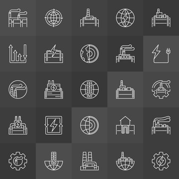 Geothermal power linear icons