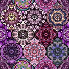 Seamless pattern. Vintage decorative elements. Hand drawn background. Islam, Arabic, Indian, ottoman motifs. Perfect for printing on fabric or paper.
