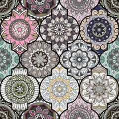 Seamless pattern. Vintage decorative elements. Hand drawn background. Islam, Arabic, Indian, ottoman motifs. Perfect for printing on fabric or paper.