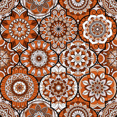 Seamless pattern. Vintage decorative elements. Hand drawn background. Islam, Arabic, Indian, ottoman motifs. Perfect for printing on fabric or paper.