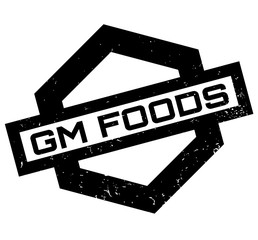 Obraz premium Gm Foods rubber stamp. Grunge design with dust scratches. Effects can be easily removed for a clean, crisp look. Color is easily changed.