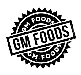 Fototapeta premium Gm Foods rubber stamp. Grunge design with dust scratches. Effects can be easily removed for a clean, crisp look. Color is easily changed.