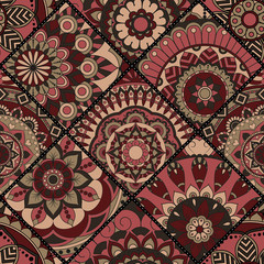 Patchwork pattern. Vintage decorative elements. Hand drawn background. Islam, Arabic, Indian, ottoman motifs. Perfect for printing on fabric or paper.