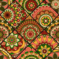 Patchwork-Muster. Vintage dekorative Elemente. Handgezeichneter Hintergrund. Islam, Arabisch, Indisch, osmanische Motive. Perfekt zum Bedrucken von Stoff oder Papier.