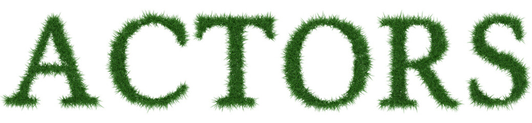 Actors - 3D rendering fresh Grass letters isolated on whhite background.