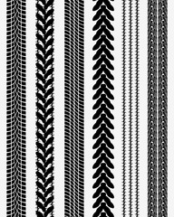Black prints of tire cars, vector illustration, seamless pattern