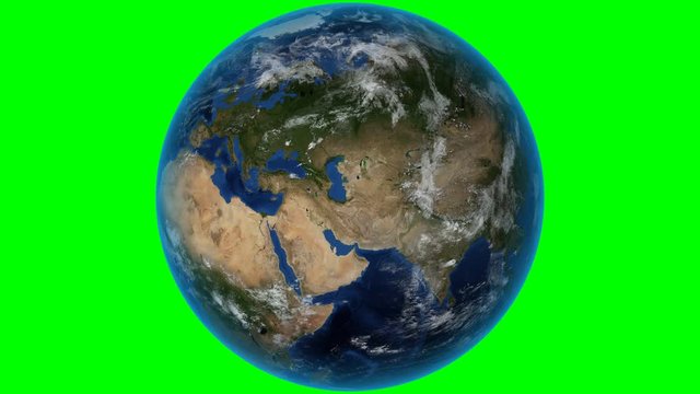 Croatia. 3D Earth in space - zoom in on Croatia outlined. Green screen background