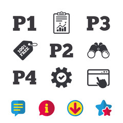 Car parking icons. First and second floor sign.