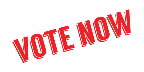Vote Now rubber stamp. Grunge design with dust scratches. Effects can be easily removed for a clean, crisp look. Color is easily changed.