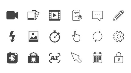 Photo, video icons. Camera, photos and frame.