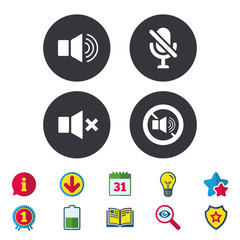 Player control icons. Sound, microphone and mute.