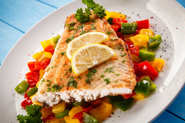Fish dish - fried fish fillet and vegetables