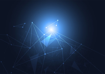 Abstract futuristic low poly connecting structure dots and lines on white background. Vector illustration