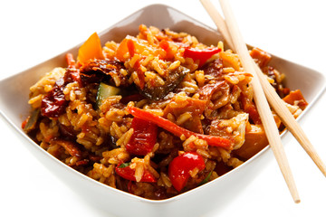 Chicken meat with rice