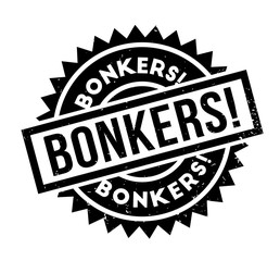 Bonkers rubber stamp. Grunge design with dust scratches. Effects can be easily removed for a clean, crisp look. Color is easily changed.