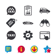 Public transport icons. Taxi speech bubble signs.