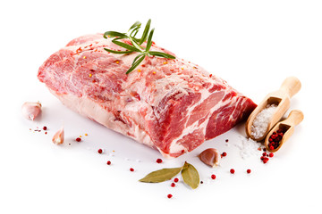 Fresh raw pork isolated on white