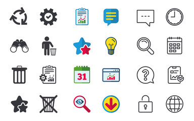 Recycle bin icons. Reuse or reduce symbol.