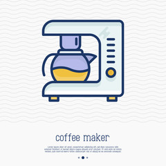 Coffee maker thin line icon. Simple vector illustration of homa appliance.