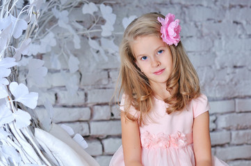 Fototapeta premium Close up portrait of a cute little girl