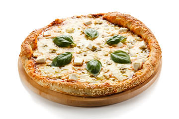 Pizza on white background