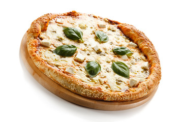 Pizza on white background