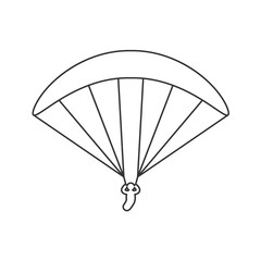Black outline icon of paraglider on white background. Line Icon of side view of parachute.