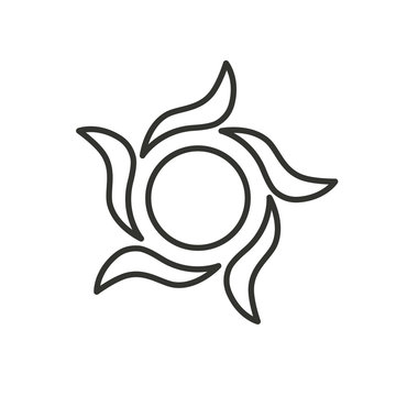 recommend clip art: Stylized sun logo. Line icon of sun, flower. Isolated black outline logo on white background.