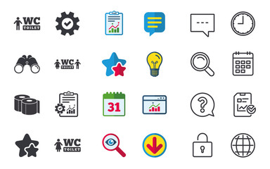 Toilet paper icons. Gents and ladies room.