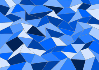 A blue background illustration of irregularly shaped vector tiles on black.