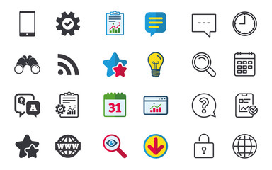 Fototapeta premium Question answer icon. Smartphone and chat bubble.
