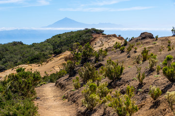 La Gomera Cumbre de Chijeré Blick zum Teide auf Teneriffa