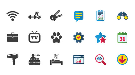 Hotel, apartment service icons. Wi-fi internet.